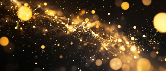Poster - A shimmering golden background filled with ethereal lights and particles, creating a dreamy, celestial atmosphere.