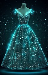 Wall Mural - stars light up the blue and white dress that has a heart on it