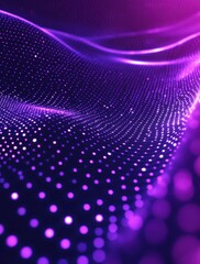 Aufkleber - Abstract purple wave pattern with glowing dots creating a dynamic visual effect in a digital space representation for artistic and sci-fi backgrounds.