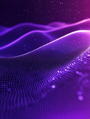Poster - Abstract representation of flowing waves with vibrant purple hues and glowing particles creating a dreamlike, digital landscape in soft focus.