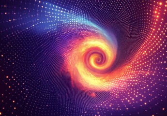 Poster - Abstract swirl design with vibrant colors, glowing particles, and a cosmic feel, ideal for backgrounds or digital art projects focused on space and energy concepts