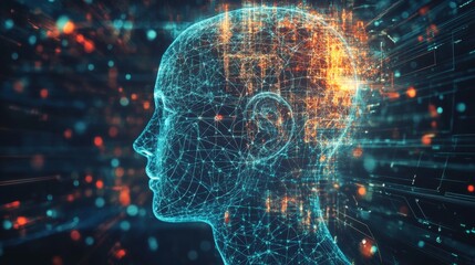Aufkleber - Innovative concept of human intelligence enhanced by technology , 32k Resolution