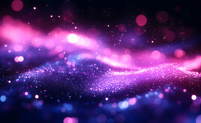 Poster - Abstract Glowing Particles and Waves Background with Pink and Blue Hues