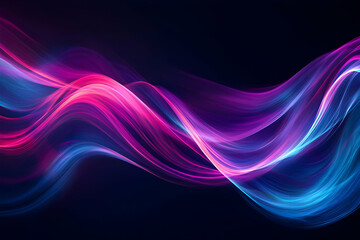 Poster - Abstract luminous lines in shades of pink, purple, and blue, blending beautifully against a dark backdrop
