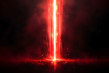 Poster - Abstract red light effect with shiny particles and dark background