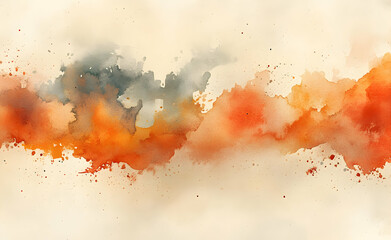 Poster - Abstract watercolor wash background with beige, orange and gray shades blend