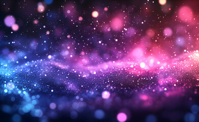 Poster - Abstract universe background with glittering particles and flowing waves