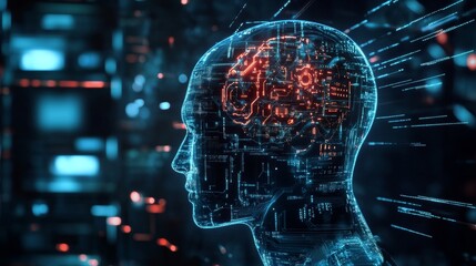 Aufkleber - Innovative concept of human intelligence enhanced by technology , 32k Resolution