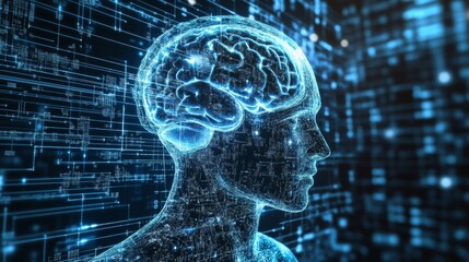 Aufkleber - Innovative concept of human intelligence enhanced by technology , 32k Resolution
