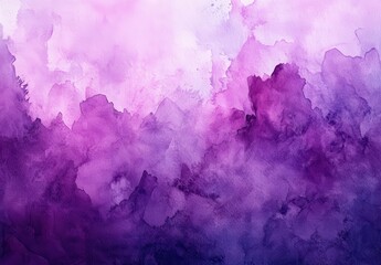 Poster - Abstract watercolor painting in shades of purple with soft textures and fluid forms creating a dreamy and vibrant background for design and creativity