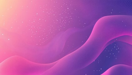 Poster - Abstract Wave Patterns in Vibrant Pink and Purple with Twinkling Stars Against a Soft Gradient Background