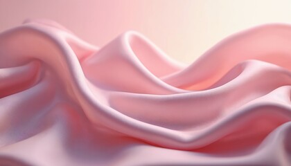 Poster - Close-up of flowing soft pink satin fabric in gentle waves. Delicate romantic visual texture background. Pastel material shows textile elegance, smooth reddening, feminine fashion style, light airy