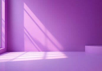 Poster - Bright and Minimalist Purple Interior Space with Soft Light and Shadows Creating an Ambient Atmosphere for Artistic Photography and Design Projects