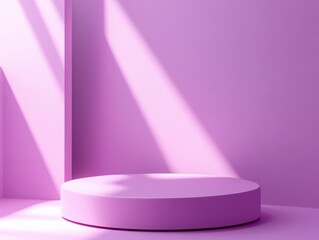 Poster - Bright and Modern Studio Background with Soft Pink Surface and Natural Light Creating Shadows for Photography Displays and Product Showcases