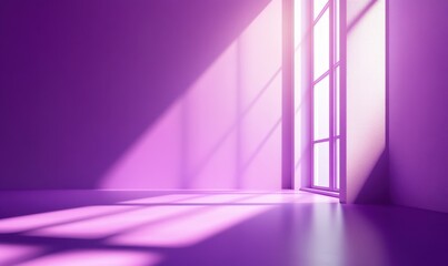 Poster - Bright Purple Light Streaming Through Open Window Creating Interesting Shadows in Modern Interior Space