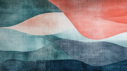 Poster - Muted abstract artwork features faint pencil strokes and dashed lines in soft colors creating fluid wave-like forms