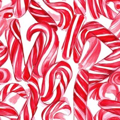 Fototapete - Bold doodle cartoon drawings of candy canes in vibrant watercolor style for festive decor and holiday themes
