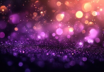Poster - Colorful and Dreamy Abstract Background with Bokeh Lights and Sparkles in Purple, Pink, and Orange Tones for Creative Design Purposes