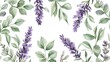 © MIKA - Whimsical Watercolor Design with Lavender and Eucalyptus Leaves in Soft Green and Purple Tones, Blending into Gentle White Background, Ideal for Wellness and Lifestyle Branding.