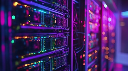 Aufkleber - Illuminated Data Center Servers: A Visual Representation of Cloud Computing