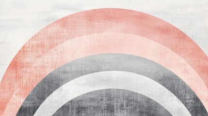 Poster - Soft pencil strokes create harmonious half-circles in pastel shades on textured background