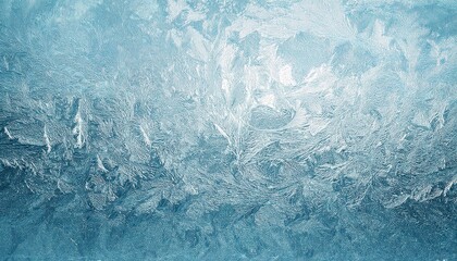 Poster - delicate frost patterns on icy glass surface with intricate crystalline texture, perfect for winter themed background