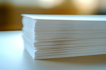 Poster - Detailed view of a professionally stacked pristine white sheets of paper