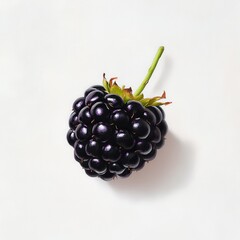 Poster - Fresh blackberry with plump drupelets resting on a clean white surface showcasing its rich color and texture