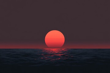 Aufkleber - The sun sinks into the horizon, casting warm colors across the sky and water, invoking a sense of tranquility perfect for relaxation and beach designs
