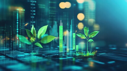 Poster - Dynamic visualization of financial growth metrics showcasing green elements