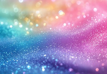 Poster - Colorful shimmering glitter background in vibrant hues of pink, blue, and gold creating a magical and dreamy visual effect
