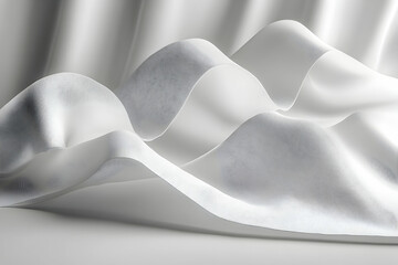 Aufkleber - elegant folds of white fabric create a soothing minimalist abstract design