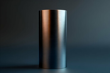 Poster - Elegant Metal Cylinder with Brushed Texture and Atmospheric Lighting, a modern digital render