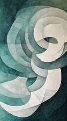 Poster - Soothing abstract geometric design showcasing flowing shapes and soft textures in harmonious green and white tones