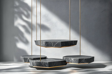 Poster - Elegant marble display podiums for product presentation background