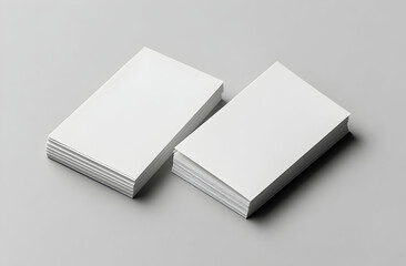 Poster - Elegant presentation of two stacks of textured white cards on gray background