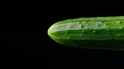 Aufkleber - A single fresh cucumber is captured in a macro close-up, highlighting its unique textured skin ideal for health-oriented materials with space on the side