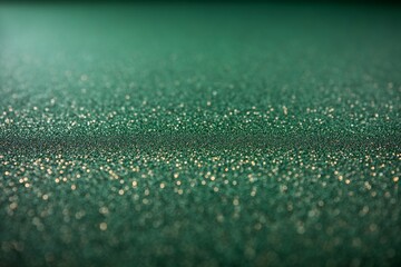 Poster - Cascading golden glitter sparkles on a rich emerald green velvet surface, evoking luxury and elegance in a soft, diffused light setting