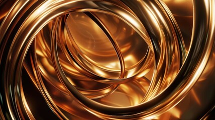 Poster - Explore this captivating abstract animation featuring intricate circular patterns in golden hues, creating a mesmerizing visual experience filled with depth and elegance.