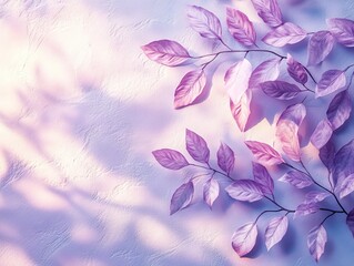 Poster - Delicate Purple Leaves Arranged Elegantly on a Soft Background for Creative Design Elements and Nature-Themed Projects