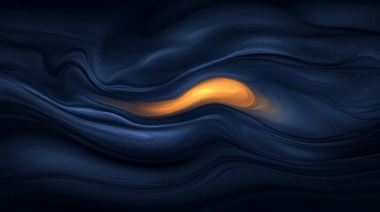 Poster - Swirling blue and gold marble ink features vibrant orange accents forming an artistic composition with ample copy space for creative use