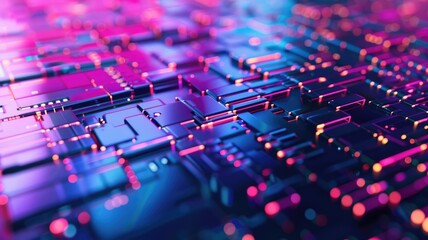 Poster - This abstract technology background features vibrant patterns with bright colors, ideal for digital projects, technology themes, or creative designs.