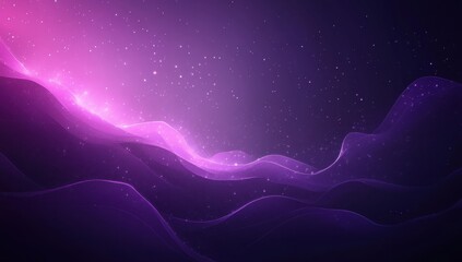 Poster - Dreamy Purple Waves in Cosmic Space, Ethereal Gradient Background with Stars and Light Effects for Artistic and Fantasy Themes