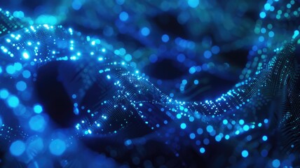 Poster - Abstract digital design featuring glowing blue lights, representing an organic communication network. This vibrant visualization conveys innovation and connection through data flow.