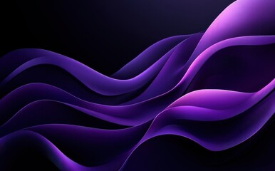 Poster - Elegant flowing purple waves on a dark background, creating a sense of motion and fluidity in a modern abstract design for creative projects