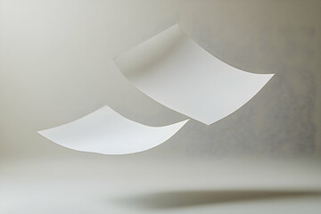 Poster - Minimalist elegance, Floating white sheets in a serene composition