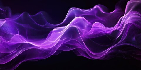 Poster - Ethereal flowing purple waves with soft curves and glowing light creating a tranquil and mesmerizing abstract background for digital art projects