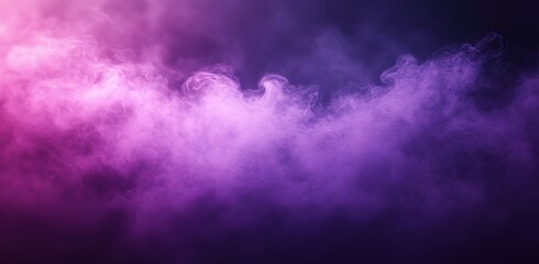 Poster - Ethereal Purple and Pink Smoke Waves on a Dark Background Creating a Mysterious and Dreamy Atmosphere for Abstract Art and Background Use