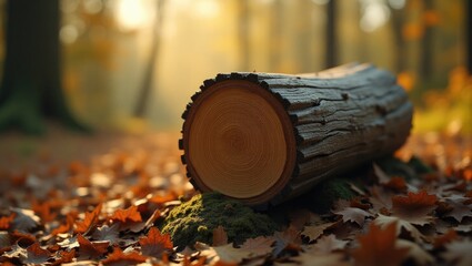 Aufkleber - Close-up view of a solitary log showcasing its wooden grain.