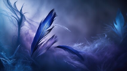 Poster - Digital creation against a blue abstract background.